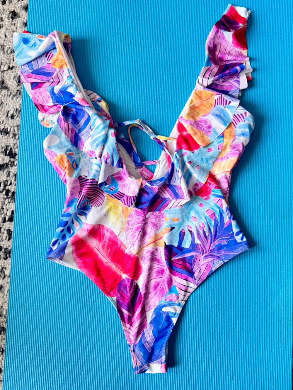 Tropical Ruffle-Trim One-Piece Swimsuit - Multicolor - Picture 6 of 11